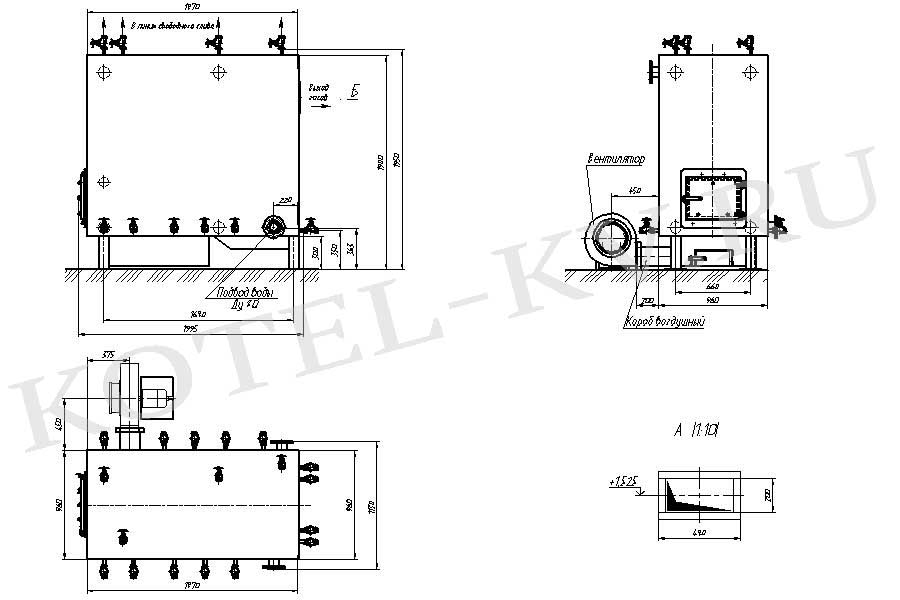 Водогрейный котел 350 кВт твердотопливный. Схема