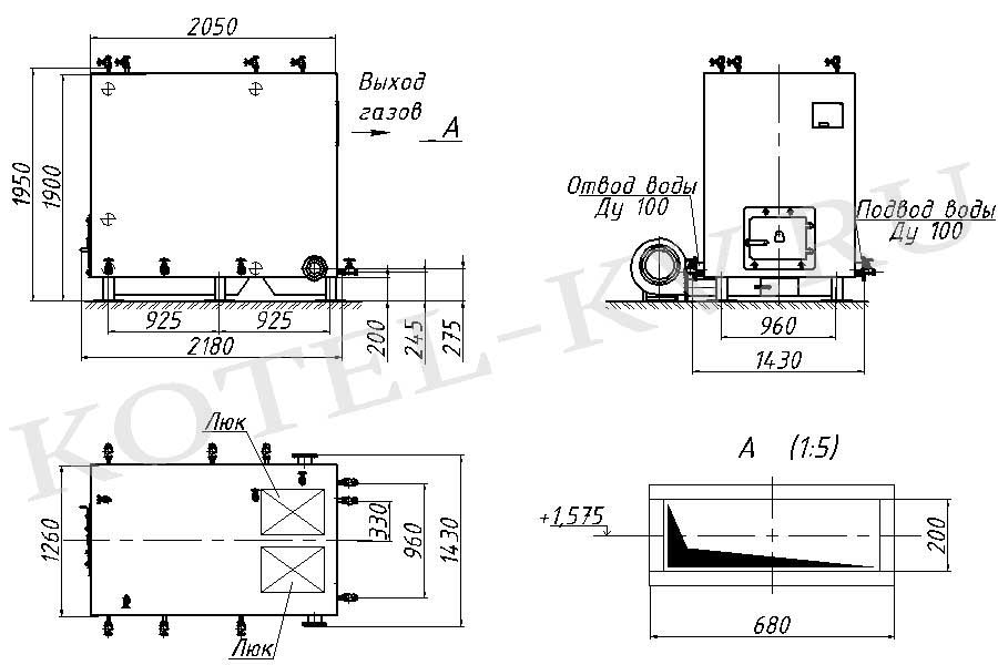 Водогрейный котел 600 кВт твердотопливный. Схема